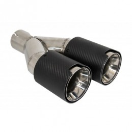 Universal Dual Twin Exhaust Muffler Tips Carbon Fiber Matte Finish Inlet 6cm/2.36inch, Accessoires