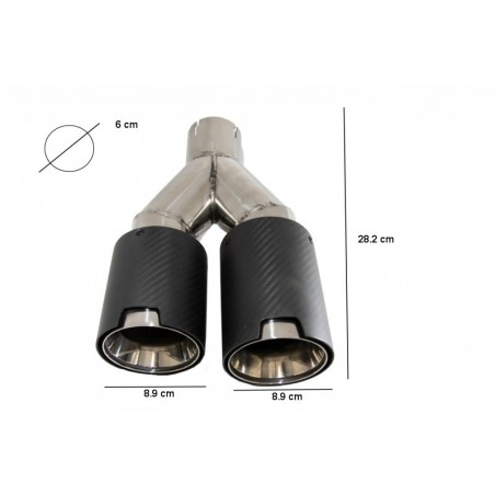Universal Exhaust Muffler Tip Carbon Fiber Matte Finish LH Inlet 6cm/2.36inch, Accessoires