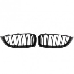 Central Kidney Grilles suitable for BMW 4 Series F32 F33 F36 (2013-03.2019) Double Stripe M Design Piano Black, Serie 4 F32/ M4