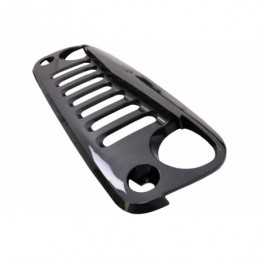 Central Front Grille suitable for JEEP Wrangler / Rubicon JK (2007-2017) Angry Bird Design Shiny Carbon Film Coated, Jeep