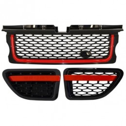 Central Grille and Side Vents Assembly suitable for Land Range Rover Sport L320 (2005-2008) Autobiography Look Black Red Edition
