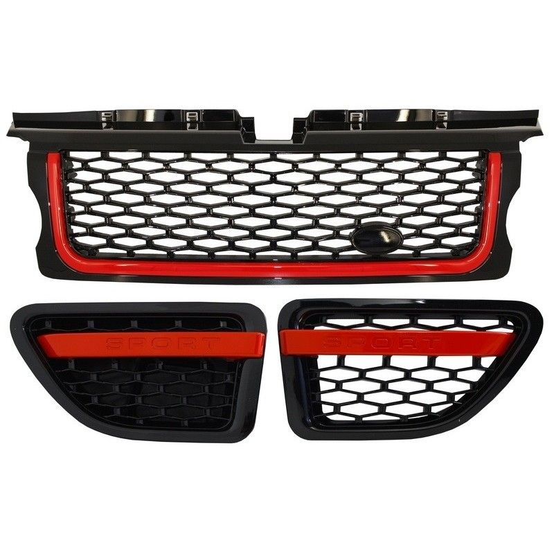 Central Grille and Side Vents Assembly suitable for Land Range Rover Sport L320 (2005-2008) Autobiography Look Black Red Edition