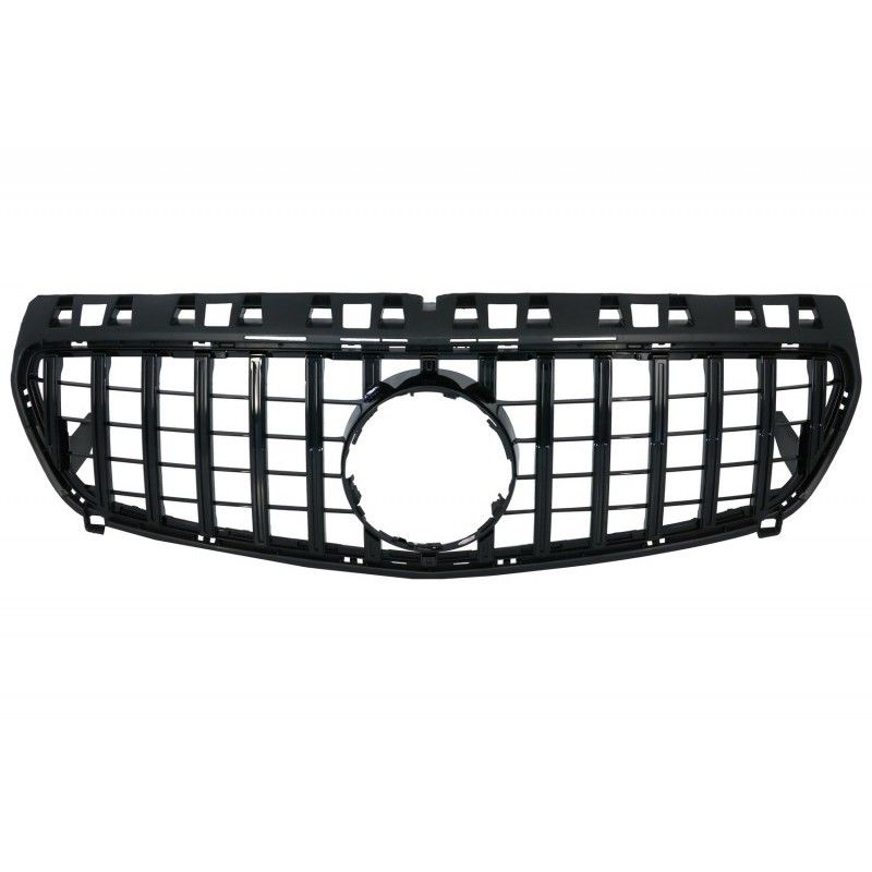 Central Grille suitable for Mercedes Benz A-Class W176 (2012-08.2015) A45 GT-R Panamericana Design All Black, MERCEDES