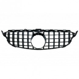 Front Grille suitable for Mercedes C-Class W205 S205 C205 S205 (2014-2018) GT-R Panamericana Design Black Without Camera, MERCED