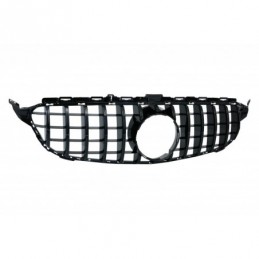 Front Grille suitable for Mercedes C-Class W205 S205 C205 S205 (2014-2018) GT-R Panamericana Design Black Without Camera, MERCED