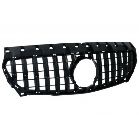 Front Central Grille suitable for Mercedes CLA C117 X117 W117 (2013-2018) CLA45 GT-R Panamericana Design All Black, MERCEDES