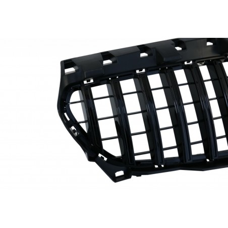 Front Central Grille suitable for Mercedes CLA C117 X117 W117 (2013-2018) CLA45 GT-R Panamericana Design All Black, MERCEDES