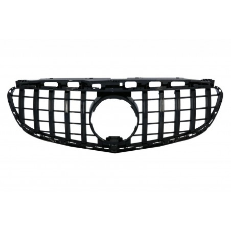 Central Grille suitable for Mercedes E-Class W212 S212 Facelift (2013-2016) GT-R Panamericana Design Full Piano Black, MERCEDES