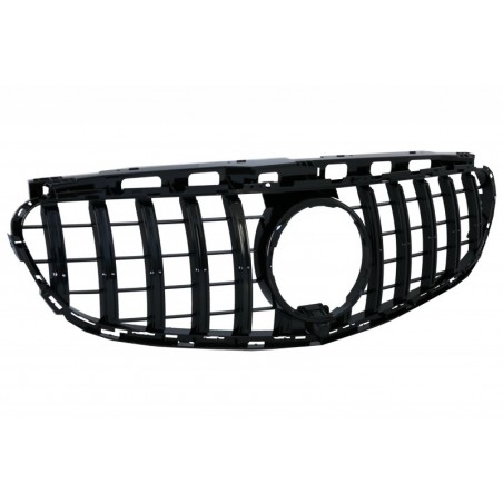 Central Grille suitable for Mercedes E-Class W212 S212 Facelift (2013-2016) GT-R Panamericana Design Full Piano Black, MERCEDES