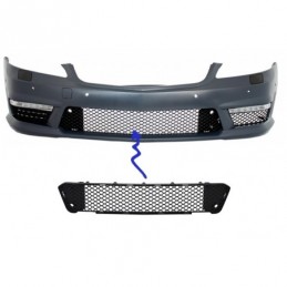 Central-Lower Grille Front Bumper suitable for Mercedes S-Class W221 (2005-2012) S63 S65 Design, FBGMBW221, KITT Neotuning.com
