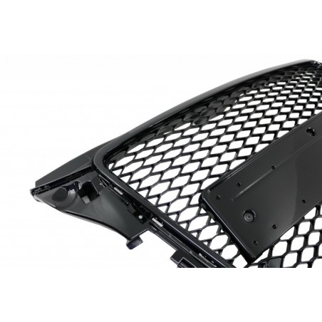 Badgeless Front Grille suitable for AUDI A3 8P Facelift (2007-2012) RS Design Honeycomb Piano Black Grille With PDC Covers, A3/ 
