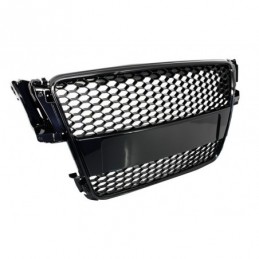 Badgeless Front Grille suitable for Audi A5 8T (2007-2011) RS Design Piano Black, A5/S5/RS5 8T