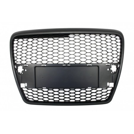 Badgeless Front Grille suitable for AUDI A6 4F C6 (2004-2007) RS Design Matte Black, A6/RS6 4F C6