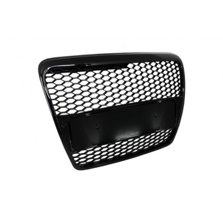 Badgeless Front Grille suitable for AUDI A6 4F C6 (2004-2007) RS Design Piano Black, A6/RS6 4F C6