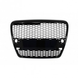 Badgeless Front Grille suitable for AUDI A6 4F C6 (2004-2007) RS Design Piano Black, A6/RS6 4F C6