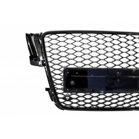 Front Grille suitable for AUDI A5 8T (2008-2011) RS5 Design Badgeless Piano Black, A5/S5/RS5 8T