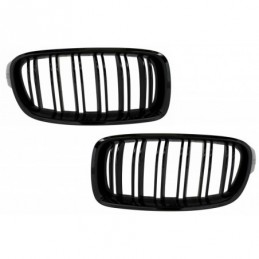 Central Grilles Kidney Grilles suitable for BMW 3 Series F30 F31 (2011-up) Double Stripe M Design Piano Black, Serie 3 F30/ F31
