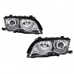 Angel Eyes Headlights suitable for BMW 3 Series E46 Coupe/Cabrio (1998-2003) Chrome Edition, Eclairage Bmw
