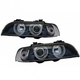 Angel Eyes Headlights suitable for BMW 5 Series E39 (1996-2003) Facelift Design Black Chrom Edition, Eclairage Bmw