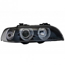 Angel Eyes Headlights suitable for BMW 5 Series E39 (1996-2003) Facelift Design Black Chrom Edition, Eclairage Bmw