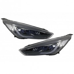 Headlights LED DRL suitable for FORD Focus III Mk3 (2015-2017) Bi-Xenon Design Dynamic Flowing Turn Signals Demon Look, Eclairag