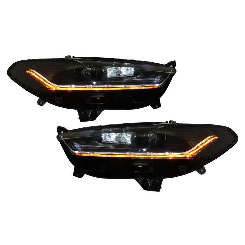 LED DRL Headlights suitable for Ford Mondeo MK5 (2013-2016) Black Flowing Dynamic Sequential Turning Lights, Eclairage Ford