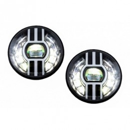 7 Inch CREE LED Headlights DRL suitable for Jeep Wrangler JK TJ LJ Defender Mercedes W463 Black, Eclairage Mercedes