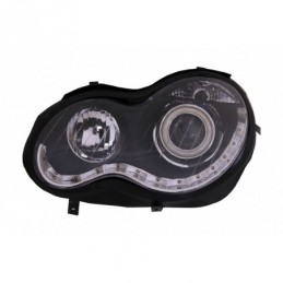 Angel Eyes Headlights suitable for MERCEDES C-Class W203 (2000-2007) Left Side Black, Eclairage Mercedes