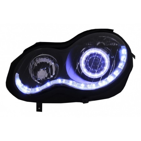 Angel Eyes Headlights suitable for MERCEDES C-Class W203 (2000-2007) Left Side Black, Eclairage Mercedes