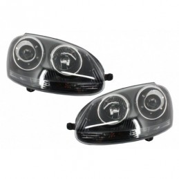 Xenon Look Headlights suitable for VW Golf 5 V Mk5 (2003-2007) Jetta (2005-2010) GTI R32 Black Edition, Golf 5
