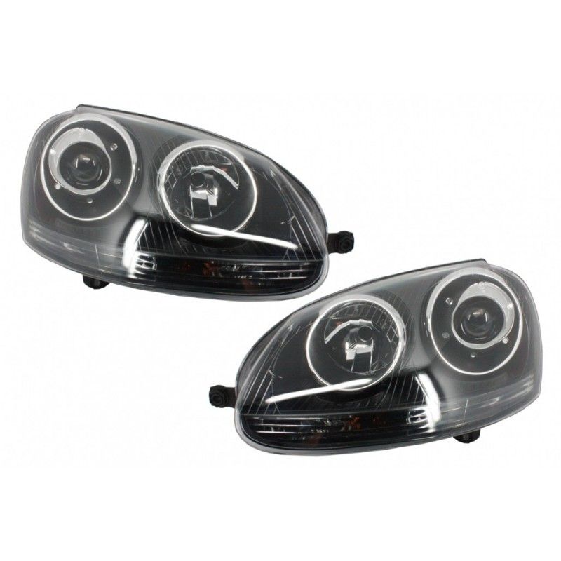 Xenon Look Headlights RHD suitable for VW Golf 5 V Mk5 (2003-2007) Jetta (2005-2010) GTI R32 Black Edition, Eclairage Volkswagen