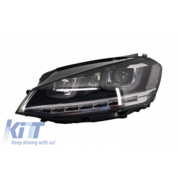 Headlights 3D LED DRL suitable for VW Golf 7 VII (2012-2017) Silver R-Line LED Turning Lights, Eclairage Volkswagen