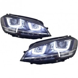 Headlights 3D LED DRL suitable for VW Golf 7 VII (2012-2017) Silver R-Line LED Flowing Dynamic Sequential Turning Lights, Eclair