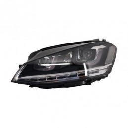 Headlights 3D LED DRL suitable for VW Golf 7 VII (2012-2017) Silver R-Line LED Flowing Dynamic Sequential Turning Lights RHD, Ec
