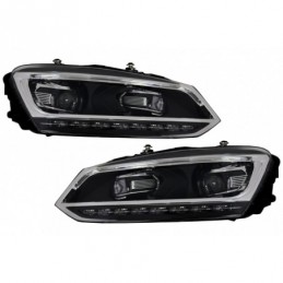 LED Light Bar Headlights suitable for VW Polo Mk5 6R 6C (2010-2017) Dynamic Sequential Turning Lights Matrix Look, Eclairage Vol