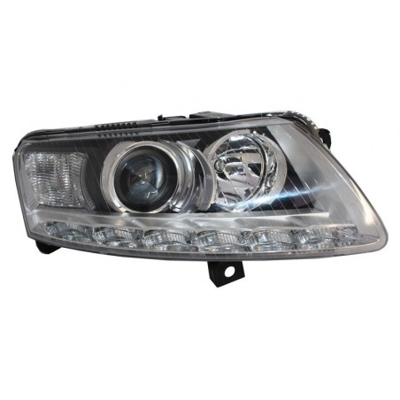 Xenon Headlights LED DRL suitable for AUDI A6 4F (2004-2009) Chrome Without AFS, Eclairage Audi