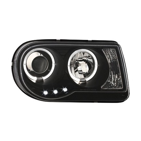 Headlights suitable for CHRYSLER 300C 2004-2008 Angel Eyes 2 Halo Rims Black, Eclairage Chrysler
