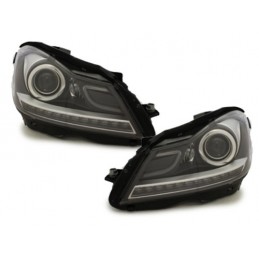 LED DRL Headlights suitable for Mercedes C-Class W204 S204 C204 Facelift (2011-2014) Black, Eclairage Mercedes