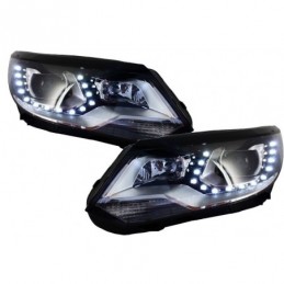 Headlights LED DRL suitable for VW Tiguan MK I Facelift (2012-2015) OEM Xenon Design, Eclairage Volkswagen