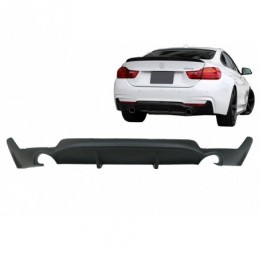 Rear Bumper Diffuser suitable for BMW 4 Series F32 F33 F36 (2013-) Coupe Cabrio M Performance Design Twin Single Outlet, Serie 4