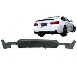 Rear Bumper Diffuser suitable for BMW F32 F33 F36 (2013-) Coupe Cabrio 4 Series M Performance Design Twin Double Outlet, Serie 4