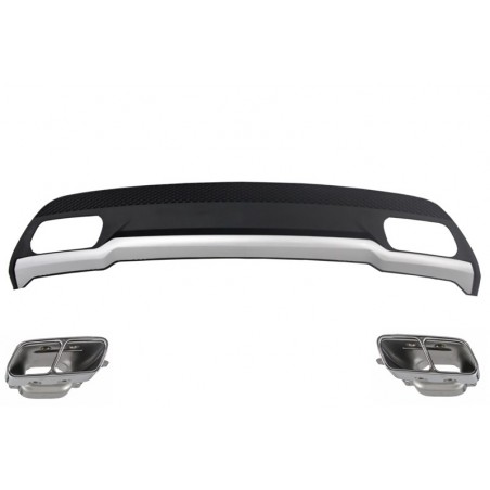 Rear Diffuser and Exhaust Tips Tailpipe Package suitable for MERCEDES A-Class W176 (2012-2018) Sport Pack, Classe A W176