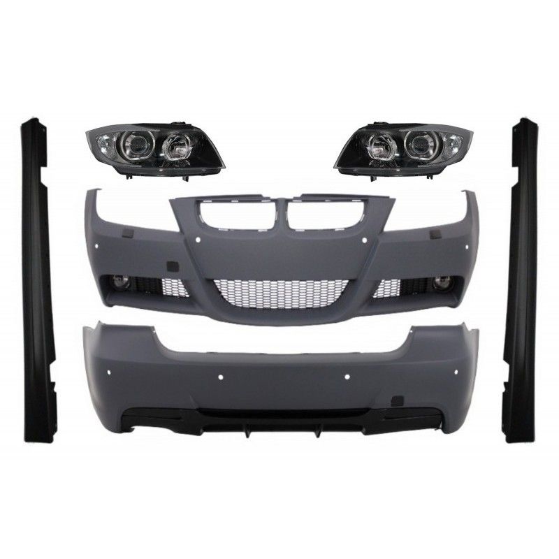 Complet Body Kit suitable for BMW 3 Series E90 (2005-2008) M-Technik M-Performance Design with Headlights Angel Eyes Black, Nouv