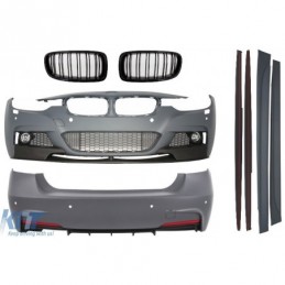 Complete Body Kit suitable for BMW F30 (2011-up) M-Performance Design with Central Grilles Double Stripe M Design Piano Black, N