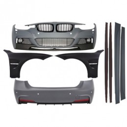 Complete Body Kit suitable for BMW F30 (2011+) M-Performance Design with Front Fenders and Central Grilles Piano Black, Nouveaux