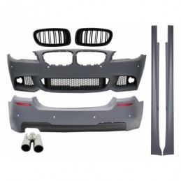 Complete Body Kit suitable for BMW F10 5 Series (2011-) M-Technik Design With Exhaust Muffler Tips and Grilles Double Stripe, No