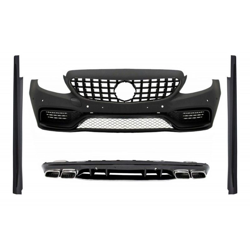 Complete Front Bumper with Diffuser and Side Skirts suitable for MERCEDES C-Class W205 S205 (2014-2020) only AMG Spot Line, Nouv