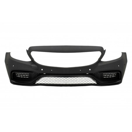 Front Bumper without grile & Diffuser with Muffler Tips Black suitable for Mercedes C-Class W205 S205 (2014-2018) C63 Design, No