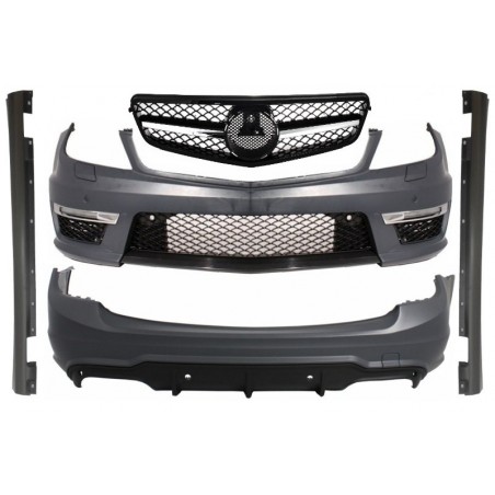 Suitable for MERCEDES C-Class W204 Facelift C63 Body Kit T-Modell S204 Station Wagon Estate with Front Grille Sport Black Glossy