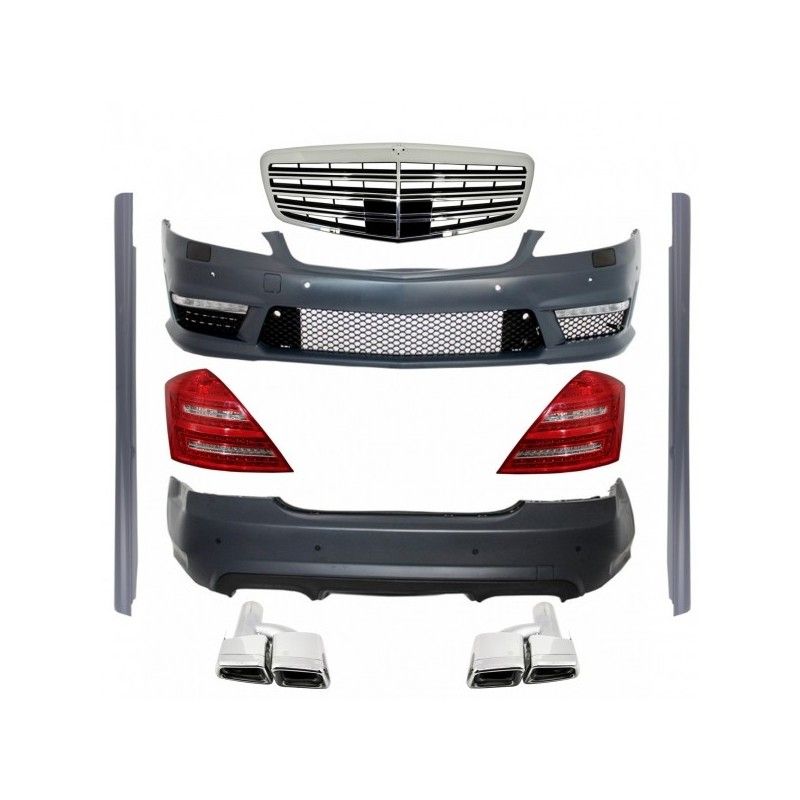 Complete Body Kit suitable for MERCEDES-Benz S-Class W221 Exhaust Muffler Tips and LED Taillights 2005-2011 (LWB) A-Design, Nouv